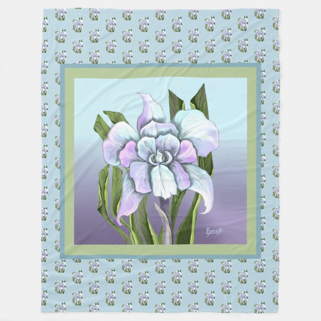 Couverture Polaire Smeraldo fleurie Blanche polaire (Devant)