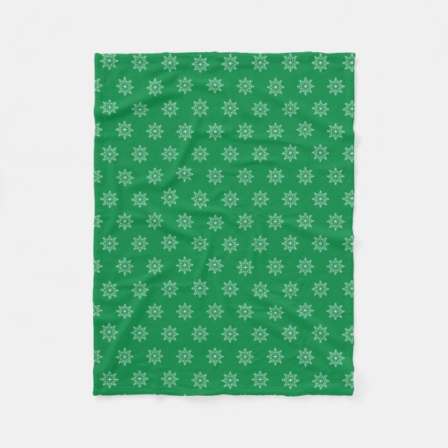 Couverture Polaire Snowflake Motif de vacances Noël Vert (Devant)