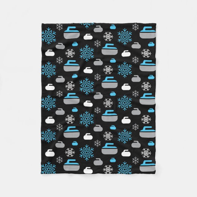 Couverture Polaire Snowflakes et Curling Rocks Blanket (Devant)