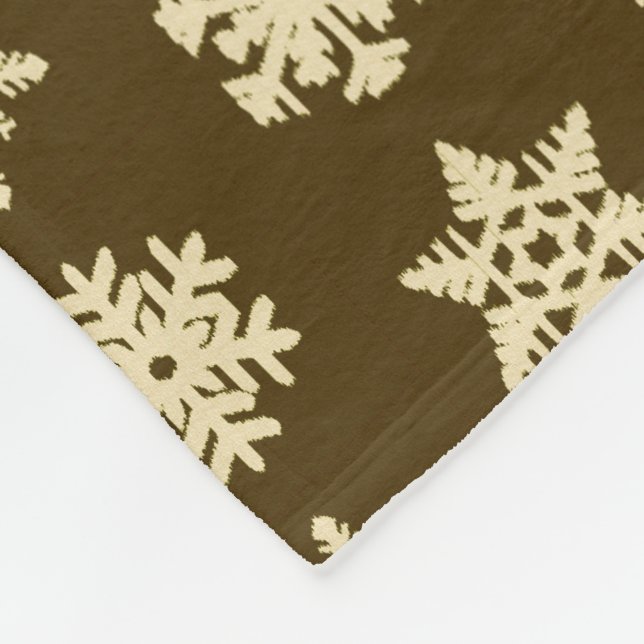 Couverture Polaire Snowflakes Ikat - Beige et Chocolat Brown (Coin)
