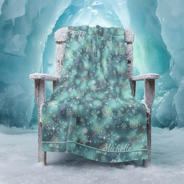 Couverture Polaire Snowflakes le plus beau Motif ID Turquoise846 (Créateur téléchargé)