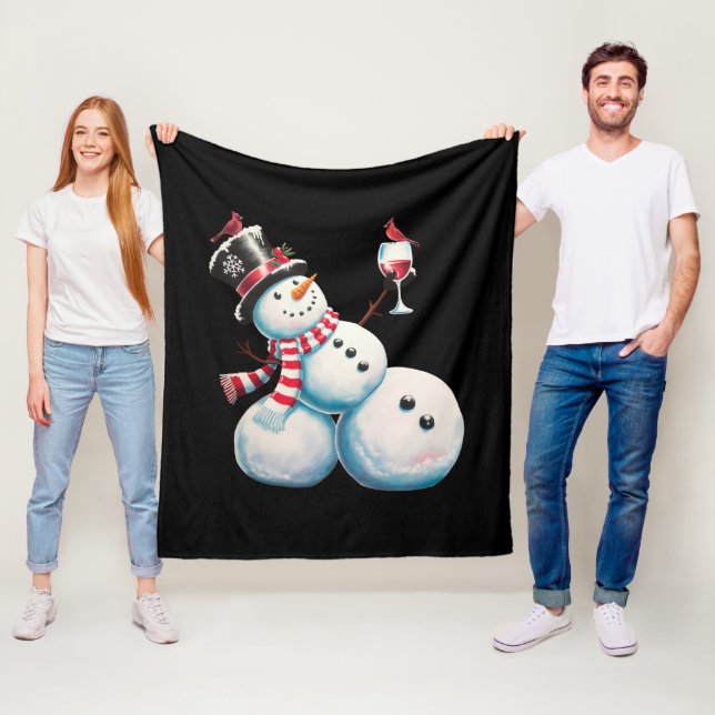 Couverture Polaire Snowman Avec Vin Noël Drôle Noël Cadeau de Noël (En situation)
