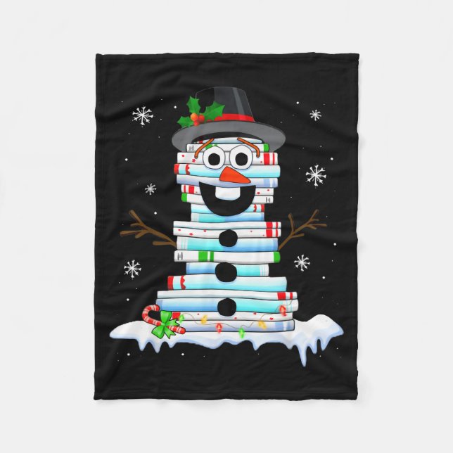 Couverture Polaire Snowman Book Stack Librarian Book Lover Christmas  (Devant)