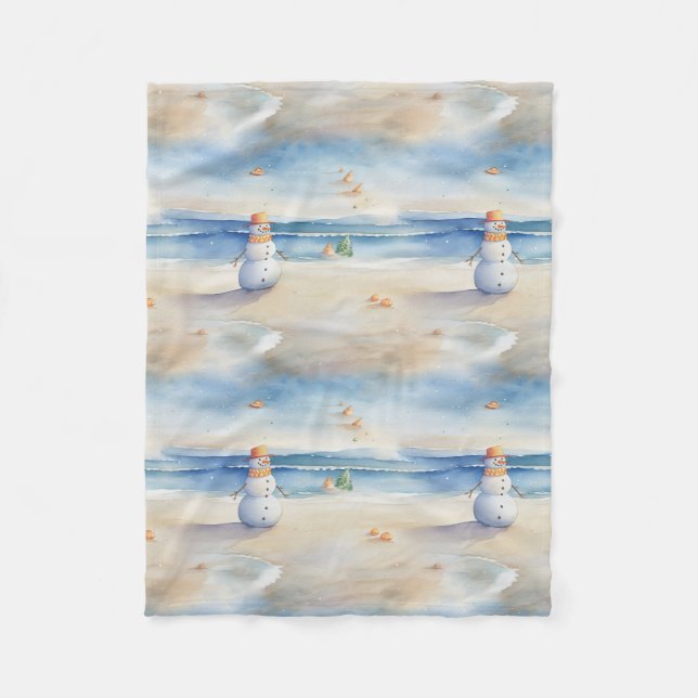 Couverture Polaire Snowman de plage (Devant)