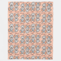 Couverture Polaire Snuggle Sweet Dreams Teddy-peach-jaune