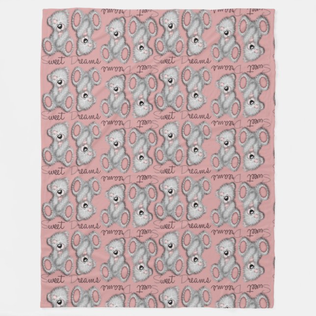 Couverture Polaire Snuggle Sweet Dreams Teddy-soft rose (Devant)