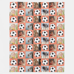 Couverture Polaire Soccer Family Collage Photo Motif Orange