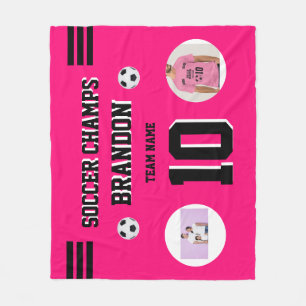 Couverture Polaire soccer Fleece Blanket photos fuchia personnalisées