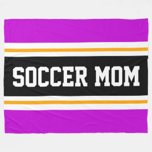 Couverture Polaire SOCCER MOM Fun Rose noir blanc rayures de course