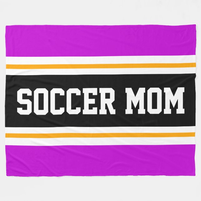 Couverture Polaire SOCCER MOM Fun Rose noir blanc rayures de course (Devant (Horizontal))