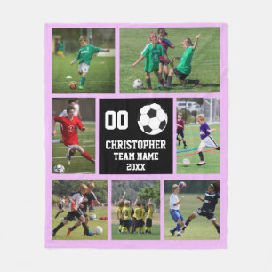 Couverture Polaire Soccer photo collage violet