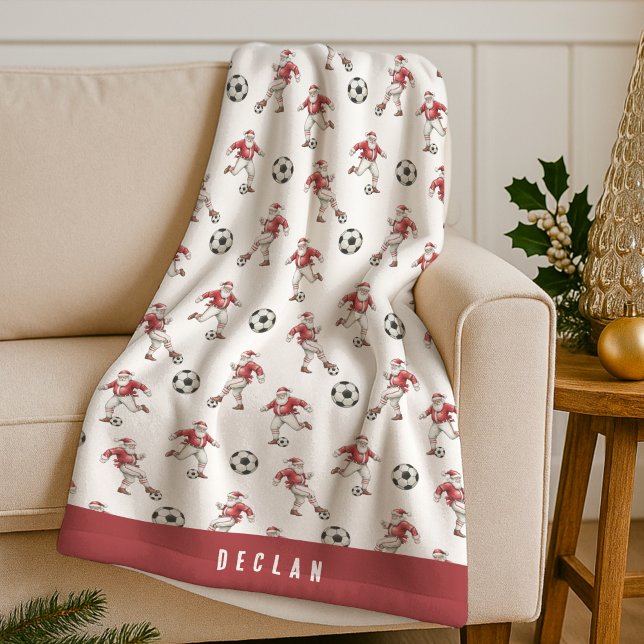 Couverture Polaire Soccer Santa Personalized Christmas (Créateur téléchargé)