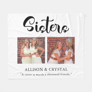 Couverture Polaire Soeurs Calligraphie 2 Photo Collage Citation Cade