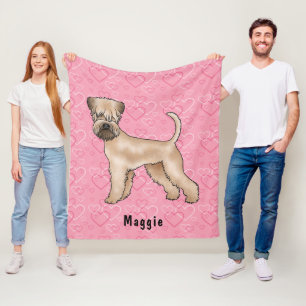 Couverture Polaire Soft-Coated Wheaten Terrier Cœurs Roses Et Nom