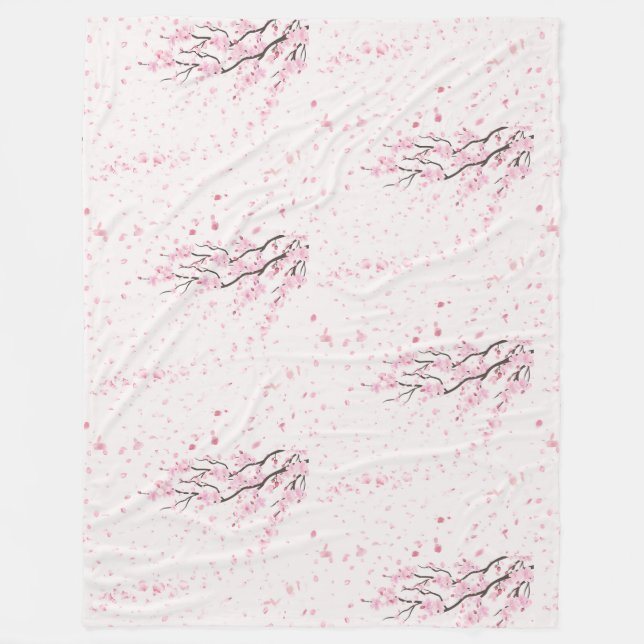 Couverture Polaire Soft Pink Cherry Blossom Floral Pattern Fleece  (Devant)