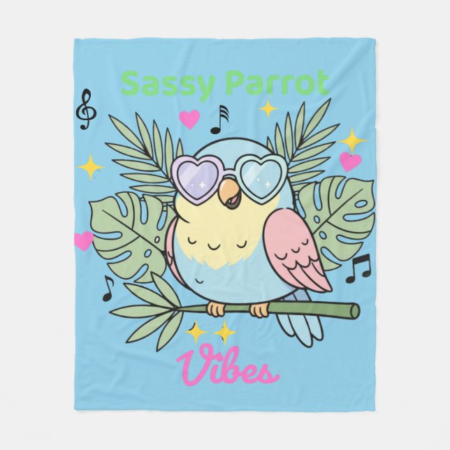 Couverture Polaire Soft Tropical "Sassy Parrot Vibes" Coeur Sunglass (Devant)