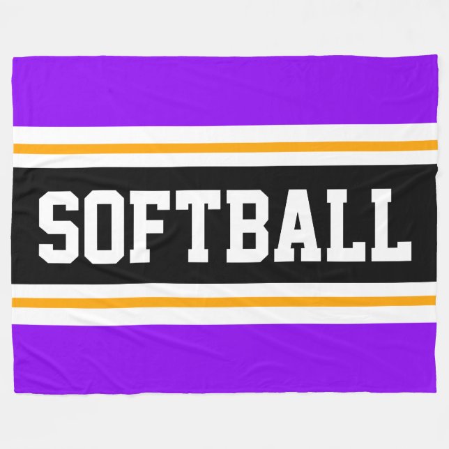 Couverture Polaire SOFTBALL amusant violet clair rayures d'athlétisme (Devant (Horizontal))