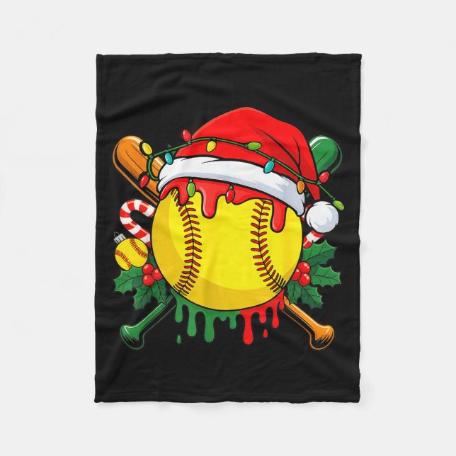 Couverture Polaire Softball Ball Santa Hat Christmas Softball Drip Xm (Devant)