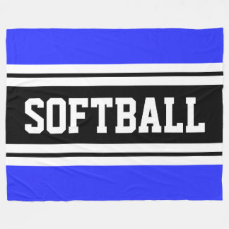 Couverture Polaire SOFTBALL Bleu Bleu Bleu Noir Blanc Stripes de cour