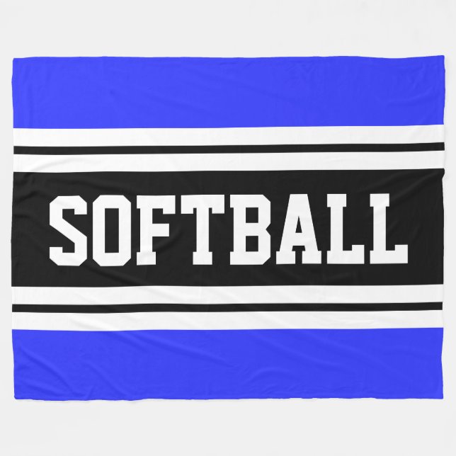 Couverture Polaire SOFTBALL Bleu Bleu Bleu Noir Blanc Stripes de cour (Devant (Horizontal))