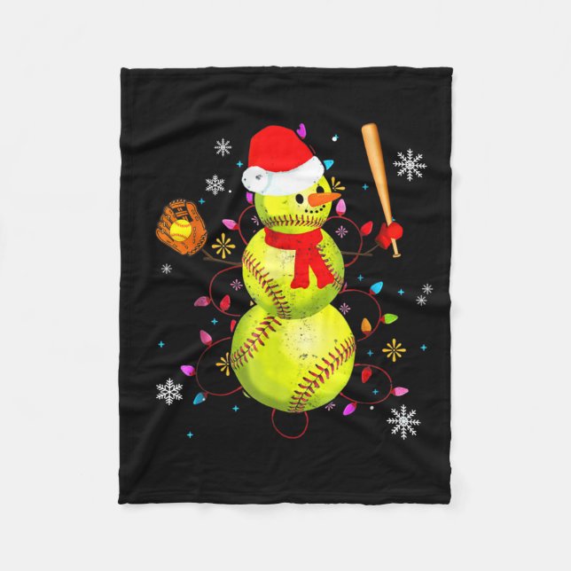 Couverture Polaire Softball Christmas Funny Softball Snowman Xmas  (Devant)
