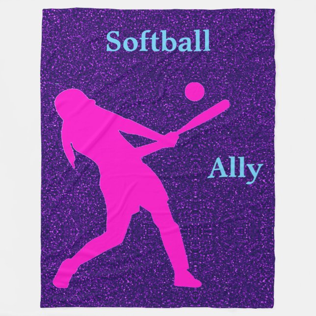 Couverture Polaire Softball Girls Purple Sparkle Fleece Blanket (Devant)