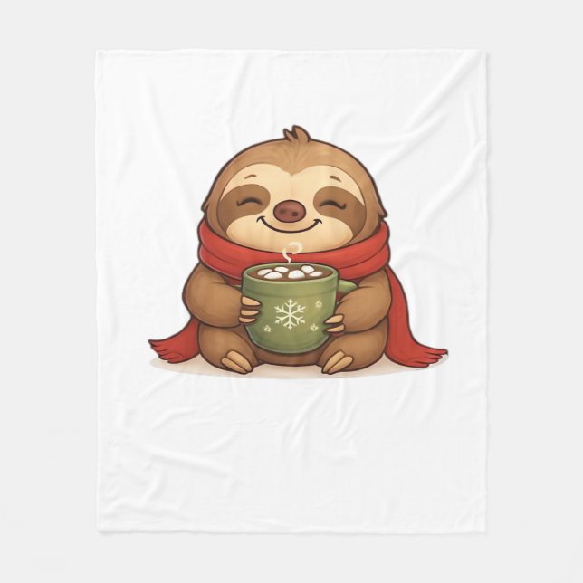 Couverture Polaire Soirée de Noël avec chocolat chaud - Cute Win (Devant)