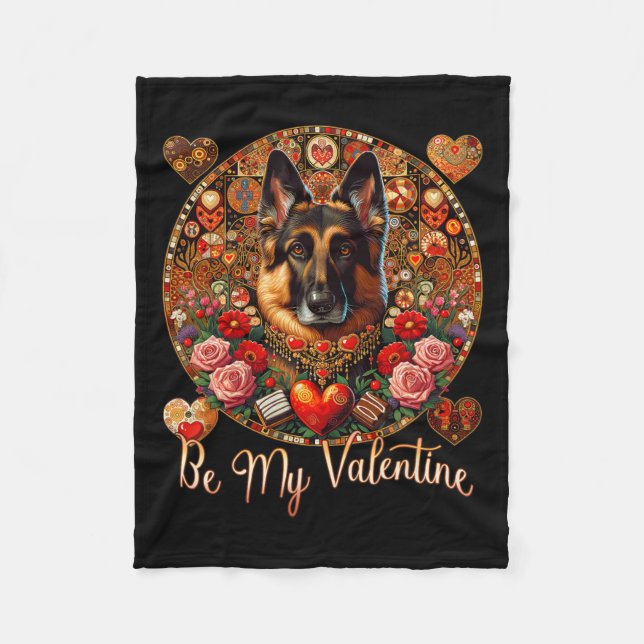 Couverture Polaire Sois ma Valentine Fleur de Chien Red Heart Day - A (Devant)