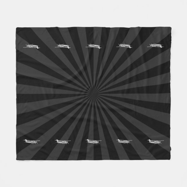 Couverture Polaire Soleil noir de l'avion Cessna Silhouette (Devant (Horizontal))