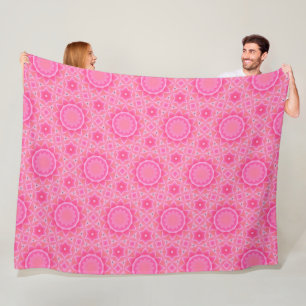 Couverture Polaire Soleil rose et étoiles petite fille motif en mosaï