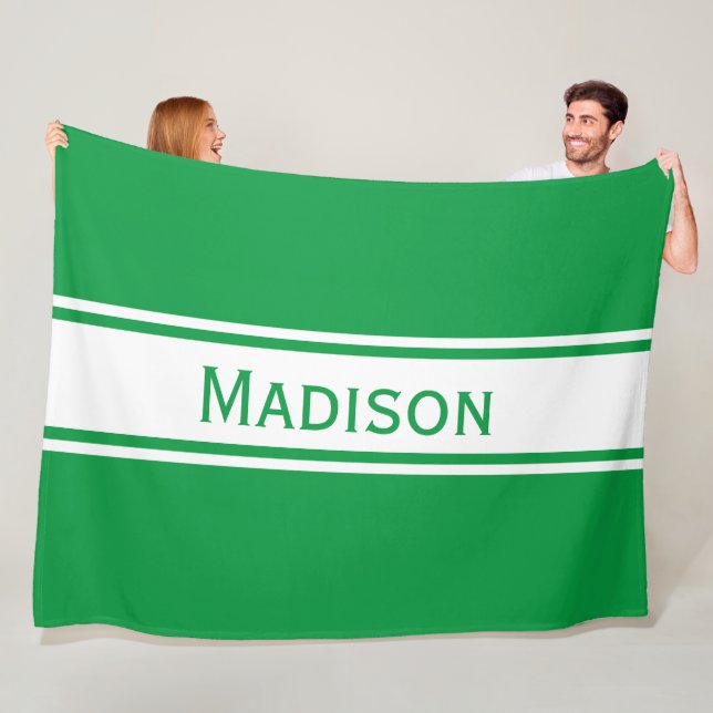Couverture Polaire Solide Kelly Green White Stripes Nom moderne (En situation)
