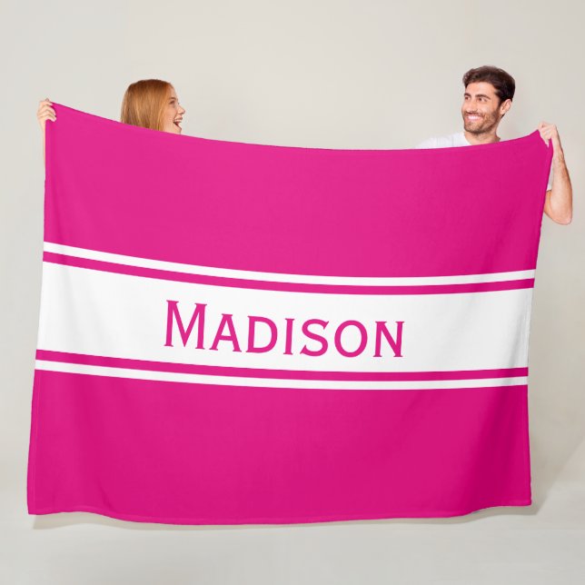 Couverture Polaire Solide Rose Chaud Blancs Nom moderne (En situation)