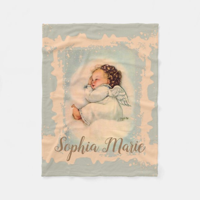 Couverture Polaire Sommeil personnalisé d'ange de bébé (Devant)