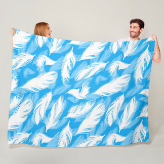 Couverture Polaire Sophisticated Feather Design On A Bright Blue 