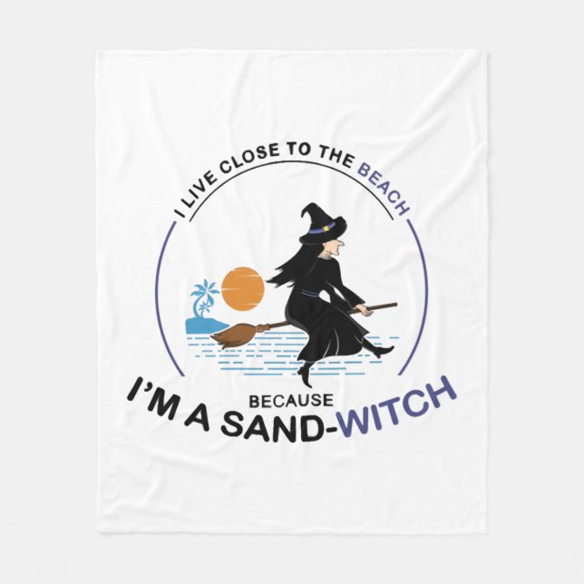 Couverture Polaire Sorcière de sable de plage pour la fête d'Hallowee (Devant)