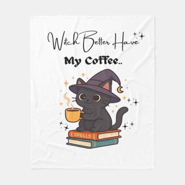 Couverture Polaire Sorcière Mieux Avoir Mon Café Classique T-Shirt (Devant)