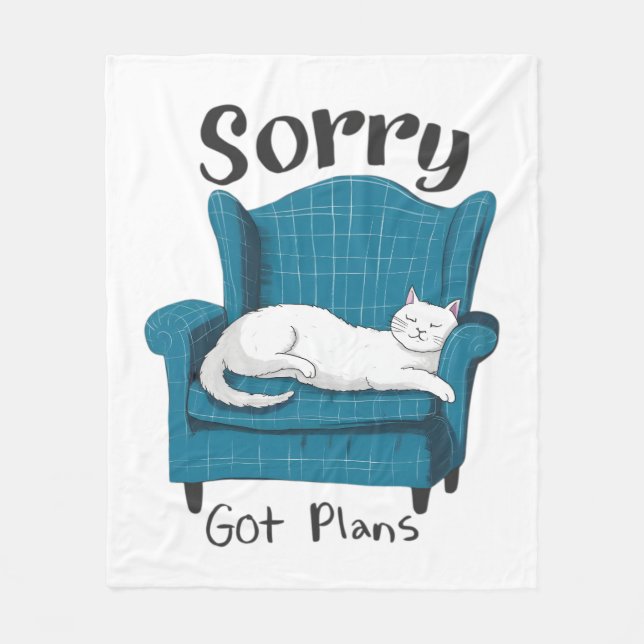 Couverture Polaire Sorry Got Plans Funny Cat Lover Gift  (Devant)