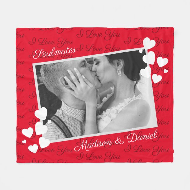 Couverture Polaire Soulmates I Love You Personnalisé Photo Romantique (Devant (Horizontal))