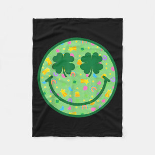 Couverture Polaire Sourire groovy shamrock visage St Patrick hommes e