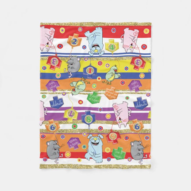 Couverture Polaire Souris et amis Hanoukka Fleece Blanket (Devant)