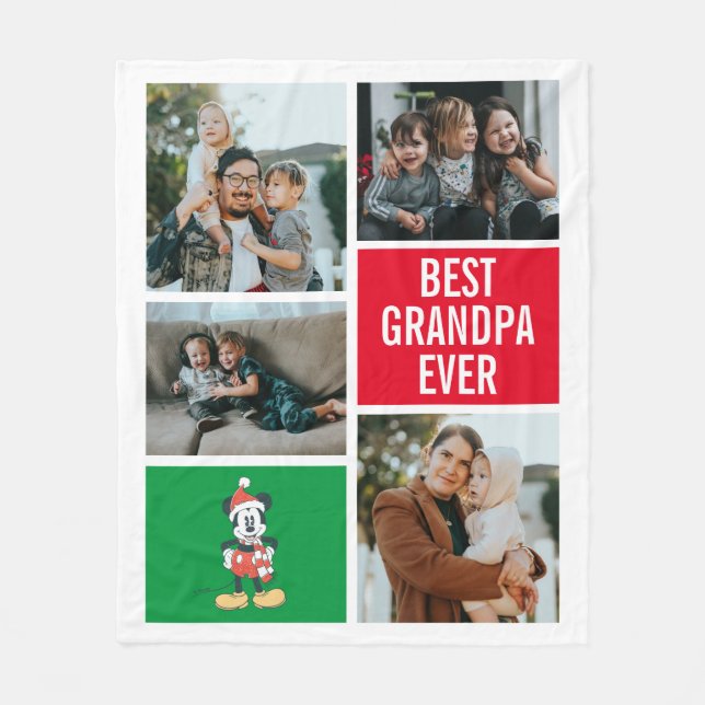 Couverture Polaire Souris Mickey de Noël | Meilleur grand-père (Devant)