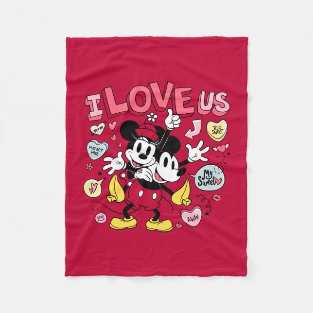 Couverture Polaire Souris Mickey et Minnie | Je nous aime (Devant)