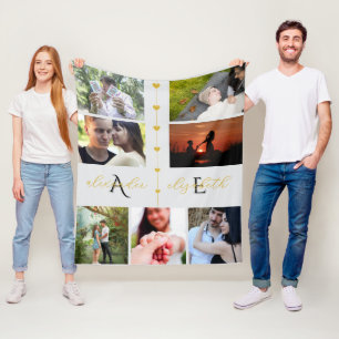 Couverture Polaire Souvenirs de couple personnalisés avec 7 photos pe