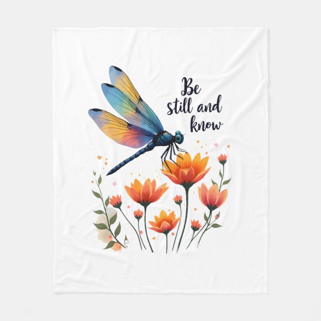 Couverture Polaire Soyez calme et connaître Floral Dragonfly Christia (Devant)