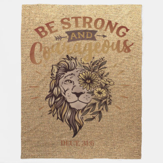 Couverture Polaire Soyez fort Courageux Bible Chrétienne Verse Lion