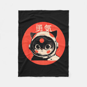 Couverture Polaire Space Cat Courage Japonais Retro Kawaii Cute Astro