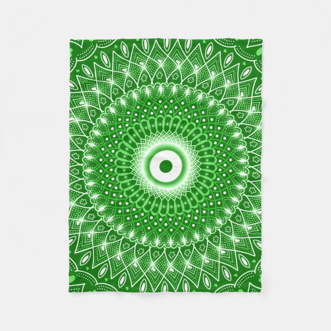 Couverture Polaire Spirituel Moderne Géométrique élégant mandala vert (Devant)