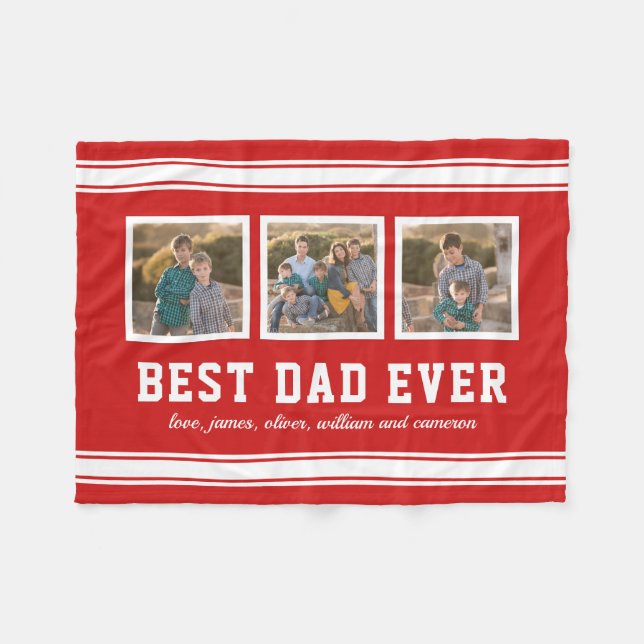 Couverture Polaire Sportif couleur éditable Meilleur Père Jamais Coll (Devant (Horizontal))