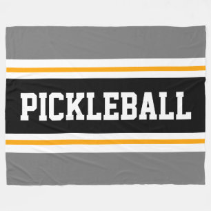 Couverture Polaire Sportif Gris Noir Orange PICKLEBALL Rayures de cou