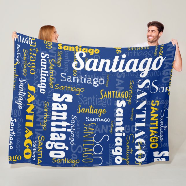 Couverture Polaire Sporty Blue Yellow Nom Motif répétitif Stade (En situation)